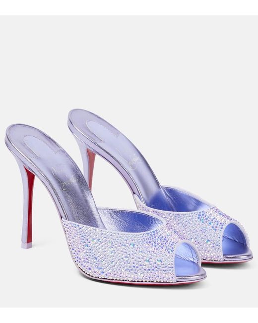 Christian Louboutin Purple Dolly Crystal-embellished Leather Mules