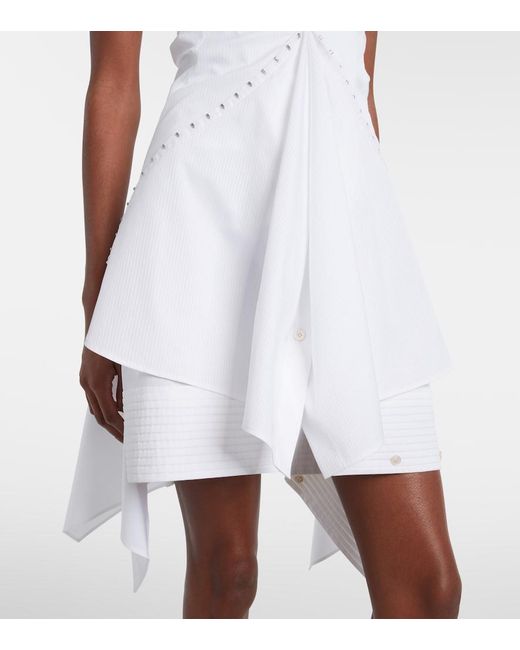 McQueen White Ruffled Cotton Minidress