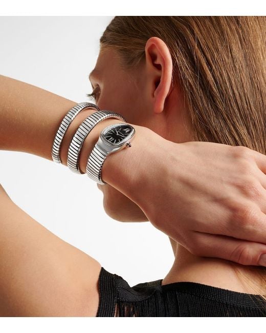 BVLGARI Metallic Uhr Serpenti Tubogas Mit Diamanten Und Rubellit