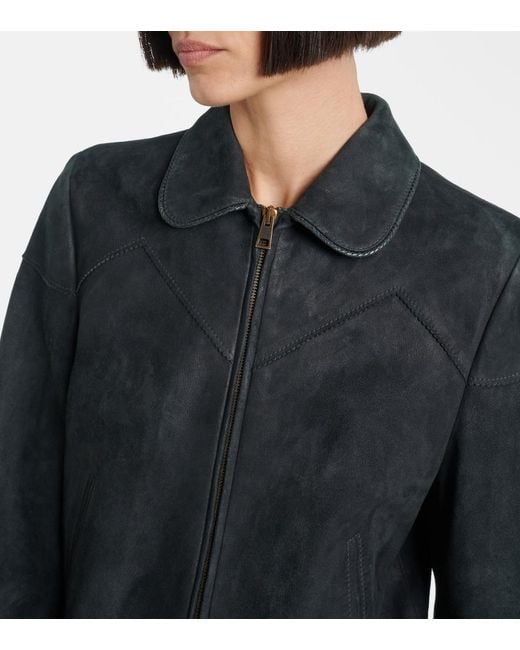 The Row Blue Axelette Suede Jacket