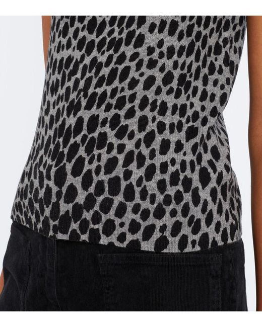 Nili Lotan Black Nessa Leopard-Print Cashmere Top