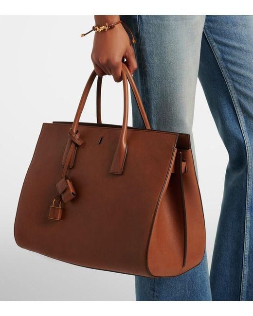Saint Laurent Brown Sac De Jour Large Leather Tote Bag