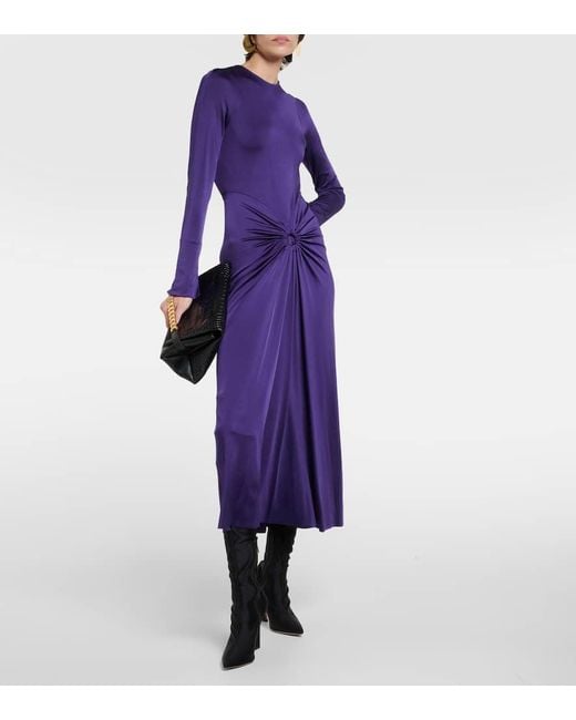 Vestido midi fruncido Victoria Beckham de color Purple