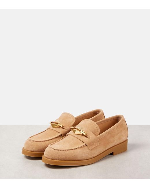 Jimmy Choo Brown Maddie Diamond Suede Loafers