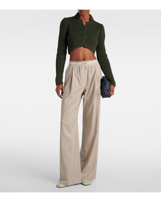☆関税込☆【LOEWE】 Logo wool palazzo pants Loewe Logo Wool Palazzo Pants in Natural | Lyst