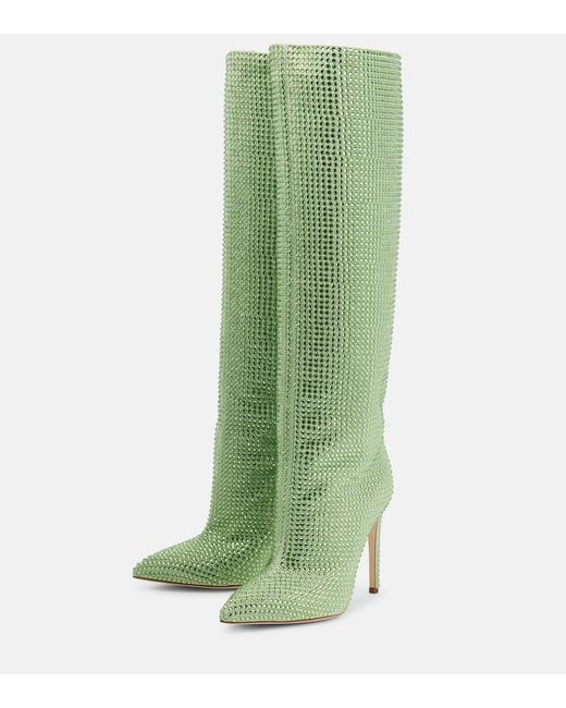 Paris Texas Green Holly Embellished Leather Knee-high Boots