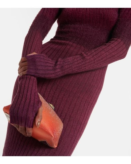 The Attico Purple Ribbed Midi Dress