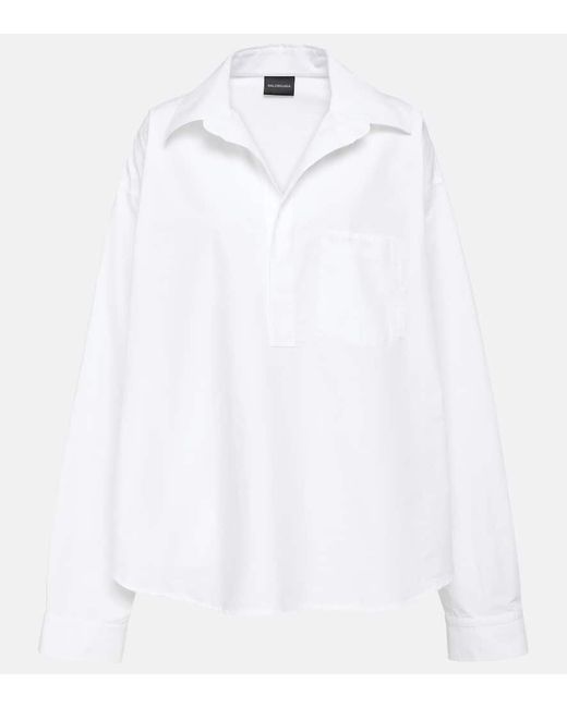 Camisa oversized de popelin de algodon Balenciaga de color White