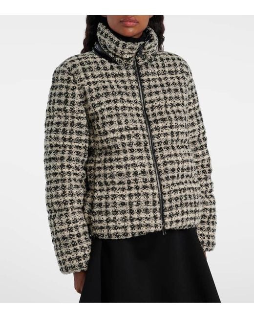 Moncler Black Andronne Checked Tweed Down Jacket
