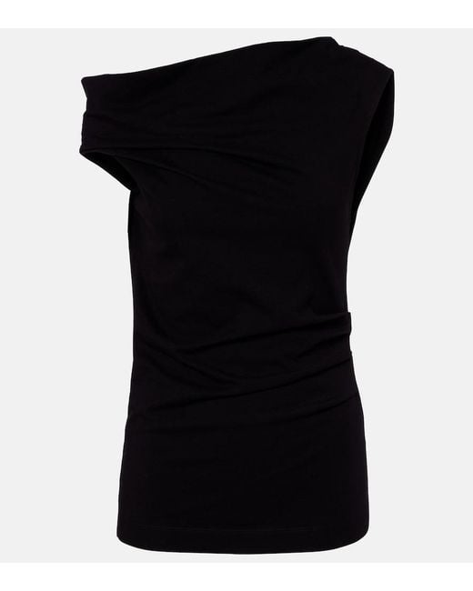 Dries Van Noten Black Asymmetric Cotton Top