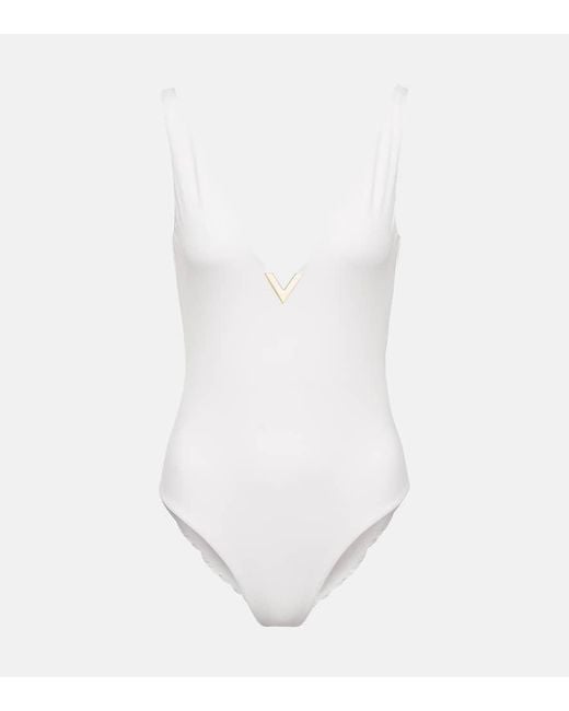 Valentino White Logo Swimsuit