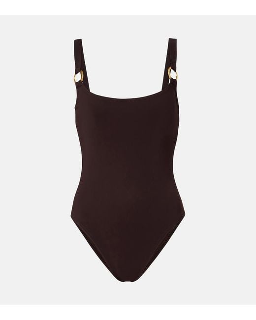 Karla Colletto Brown Luca Ring-Detail Swimsuit