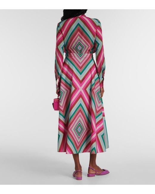 Valentino Pink Rhombus 75 Cotton Poplin Maxi Skirt