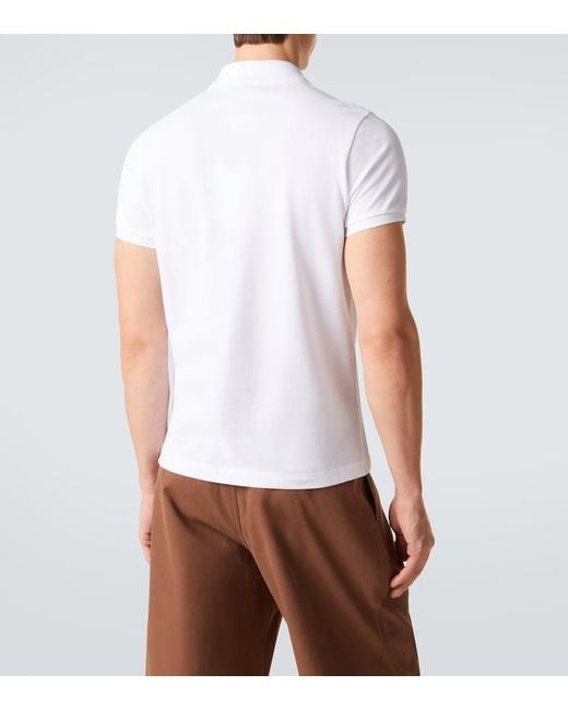 Moncler White Cotton Pique Polo Shirt for men