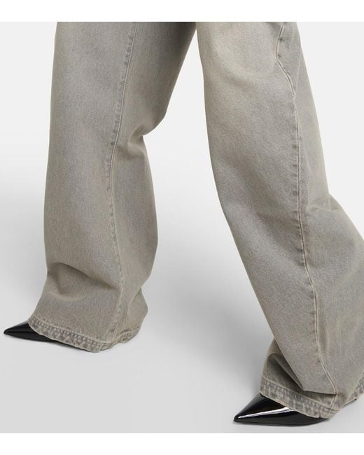 The Attico Gray Effie High-Rise Barrel-Leg Jeans