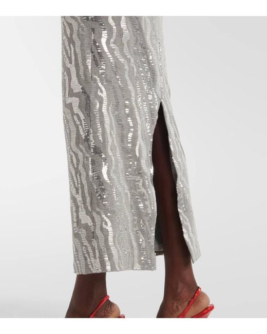 Robe Midi A Sequins ROTATE BIRGER CHRISTENSEN en coloris Gray
