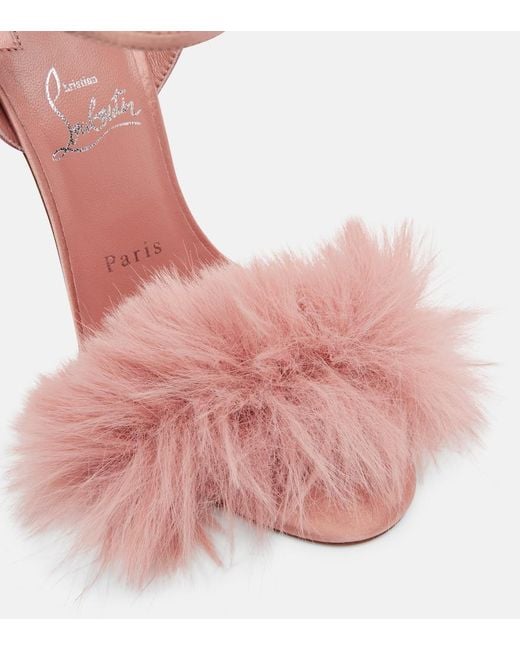 Christian Louboutin Pink Patchoulina 100 Crepe Satin Sandals