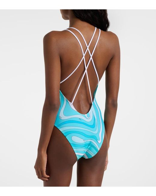 Emilio Pucci Blue Marmo Swimsuit