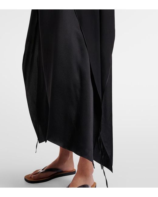 The Row Black Kylo Ruffled Silk Maxi Dress