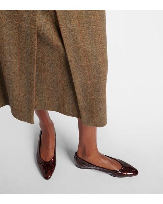 Loro Piana Brown Primula Patent Leather Ballet Flats