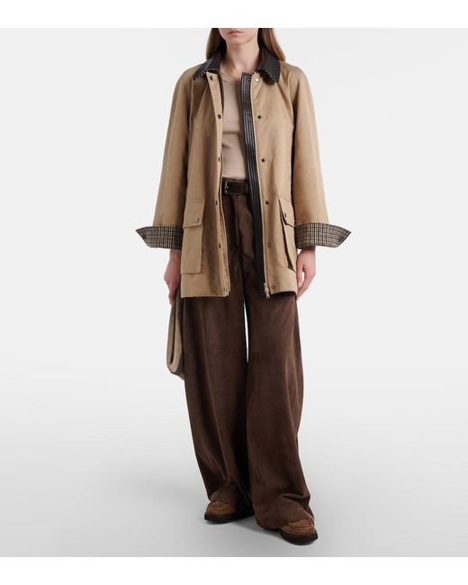 Brunello Cucinelli Brown Suede Wide-Leg Pants