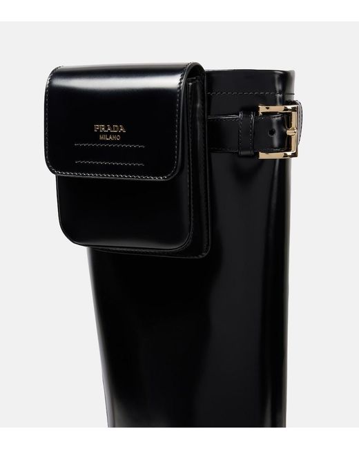 Prada Black Stiefel Aus Leder