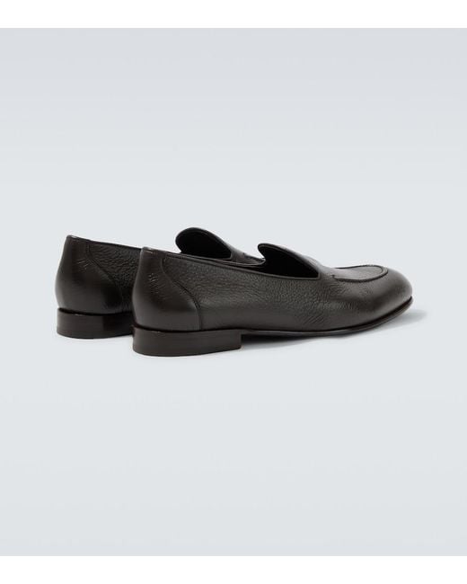 Brioni Black Appia Leather Loafers for men