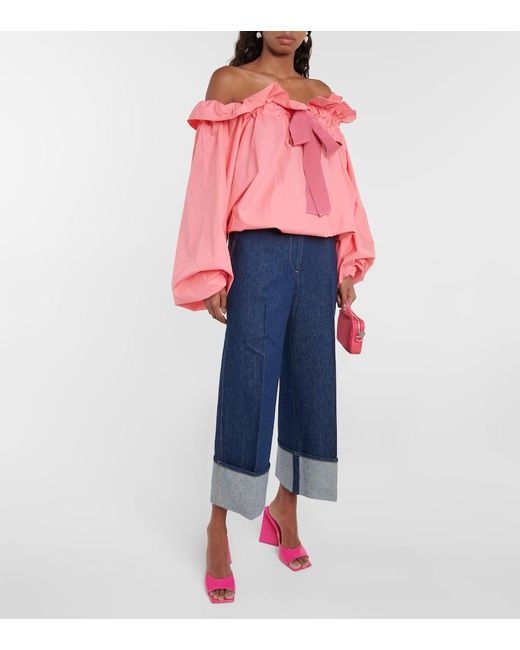 Patou Blue Mid-rise Wide-leg Jeans