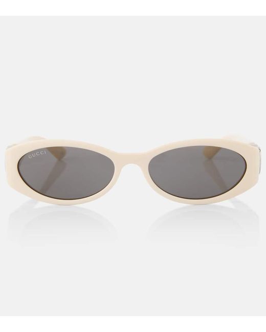 Gucci Gray Ovale Sonnenbrille Interlocking G