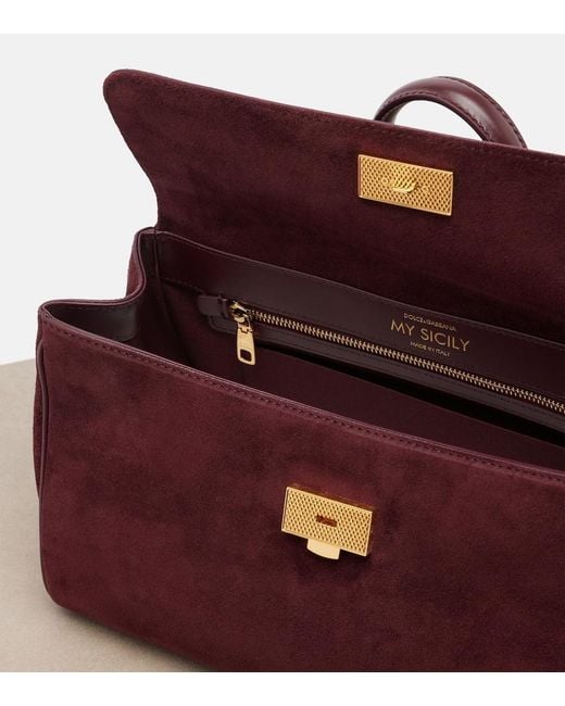 Dolce & Gabbana Purple Sicily Medium Suede Top-Handle Bag