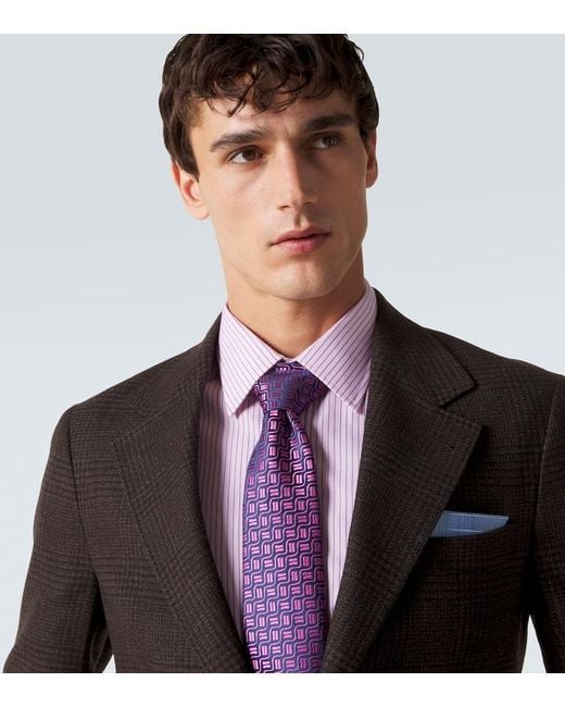 Charvet Purple Silk Jacquard Tie for men