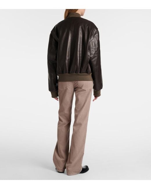 The Row Black Morisel Leather Bomber Jacket