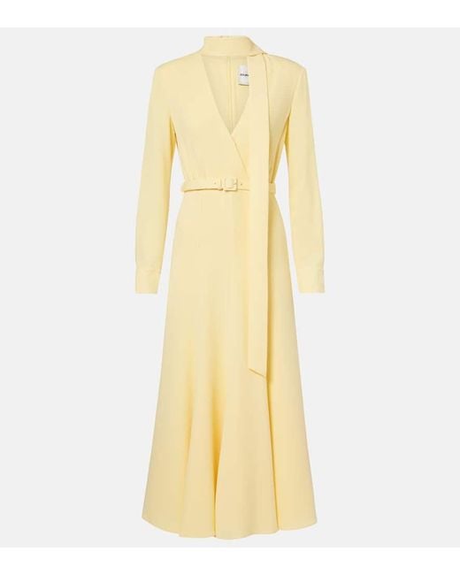 Roland Mouret Yellow Belted Cady Midi Dress