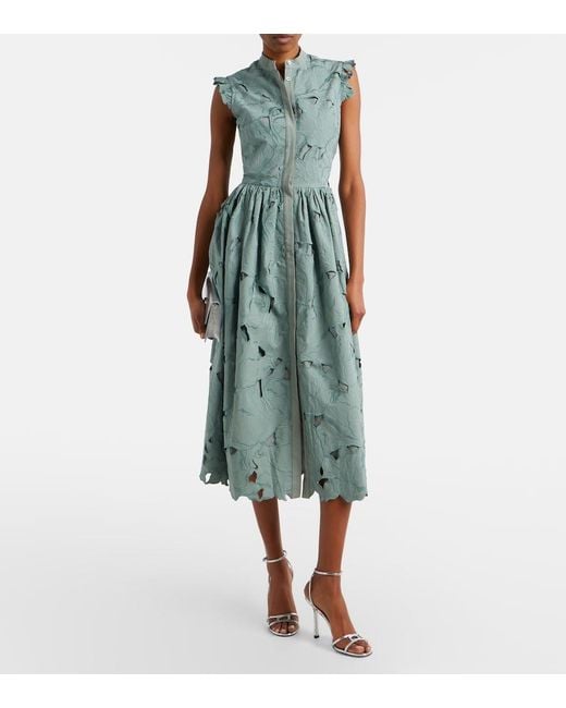Erdem Green Guipure Lace Shirt Dress
