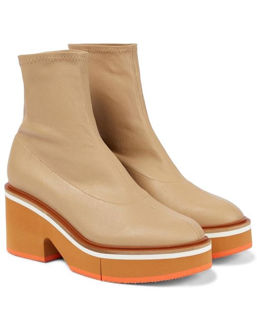 Robert Clergerie Natural Albane Leather Sock Ankle Boots