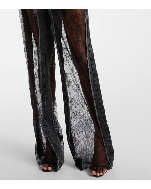 Blumarine Black Low-Rise Wide-Leg Jeans Mit Spitze