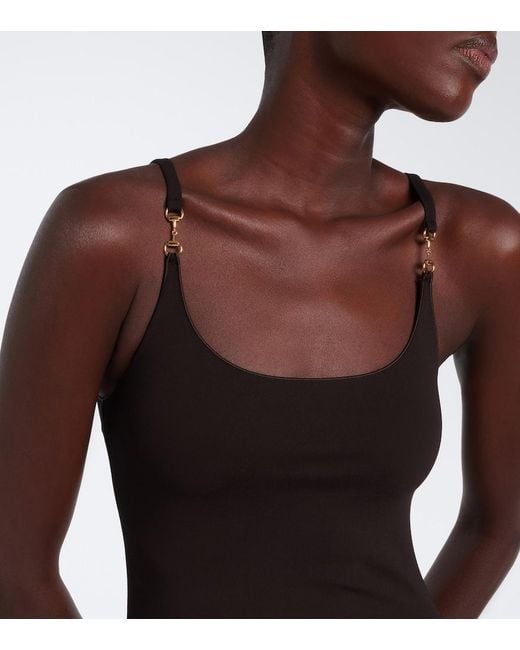 Gucci Black Horsebit Crepe Jersey Minidress