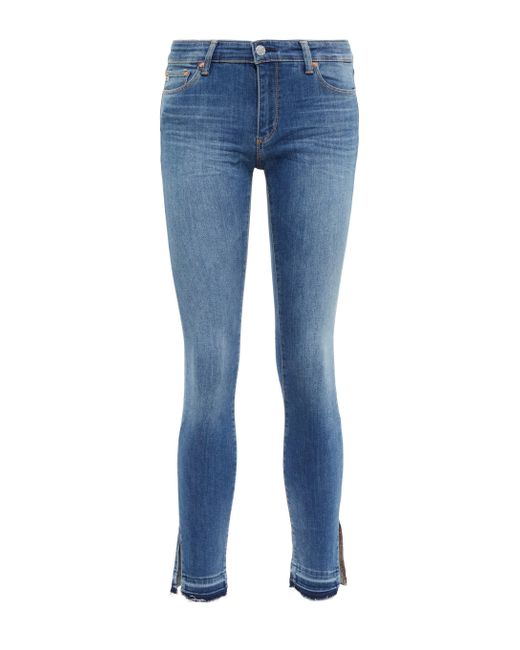 Damen Bekleidung Jeans Jeans mit gerader Passform AG Jeans Denim Mid-Rise Skinny Jeans The Legging Ankle in Blau 