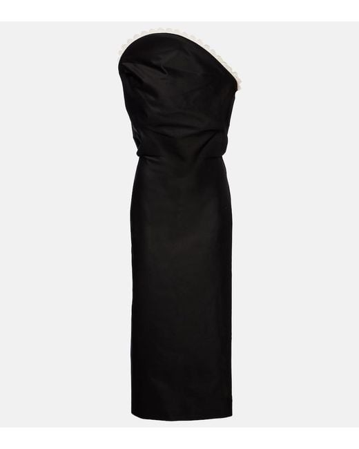 Magda Butrym Black Crochet-Trimmed Cotton Midi Dress