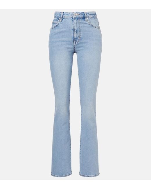 FRAME Blue Ruler High-Rise Straight Jeans