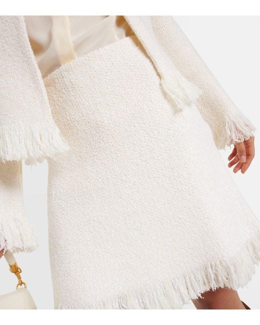 Minifalda de punto boucle con flecos Chloé de color White