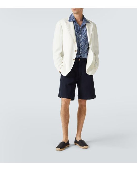 Camisa De Algodon Con Paisley Brunello Cucinelli de hombre de color Blue