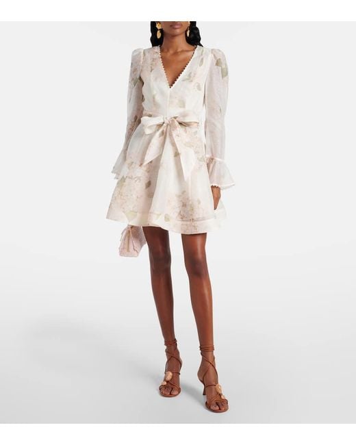 Zimmermann Natural Minikleid Balance Aus Leinen Und Seide