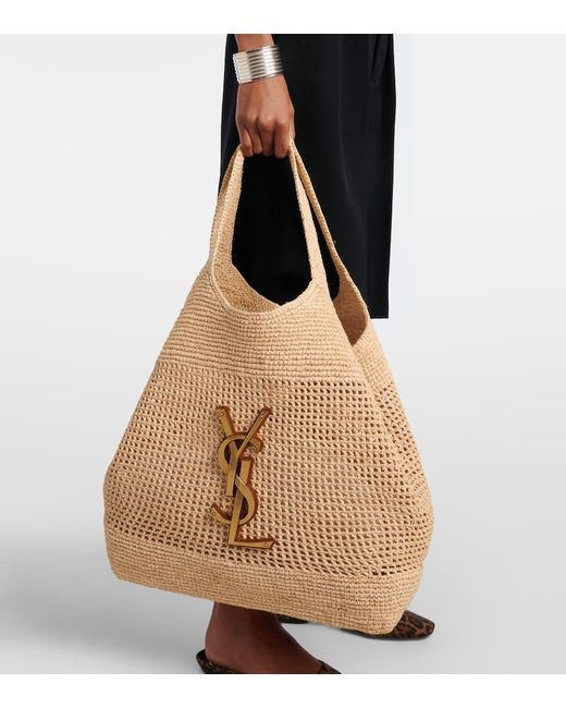 Saint Laurent Icare Maxi Raffia Tote Bag in Natural | Lyst