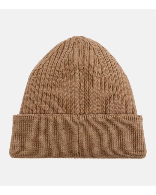 Loewe Brown Logo Embroidered Ribbed-Knit Wool Beanie
