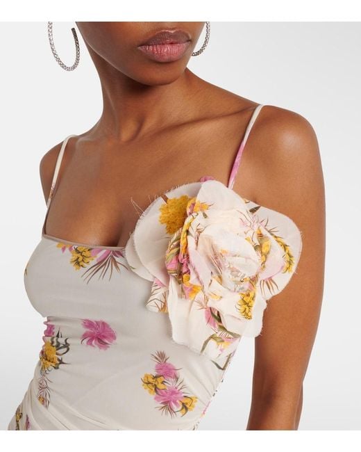 Blumarine Metallic Floral-Applique Floral Jersey Maxi Dress