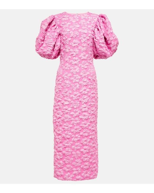 ROTATE BIRGER CHRISTENSEN Pink Ruby Jacquard Maxi Dress