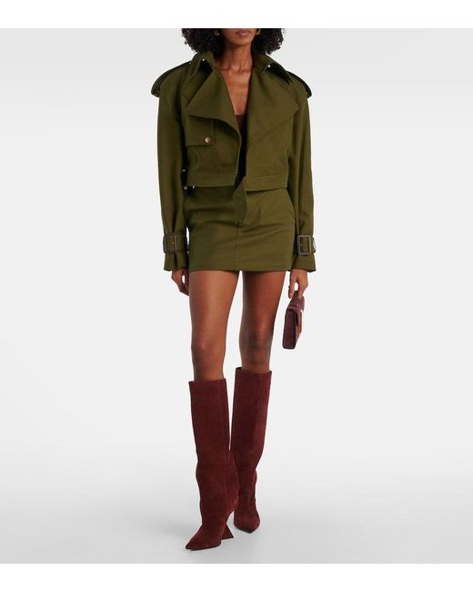 Wardrobe NYC Green Cropped Cotton Twill Trench Coat
