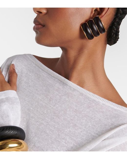 Alaïa Black Bumper Wooden Clip-On Earrings
