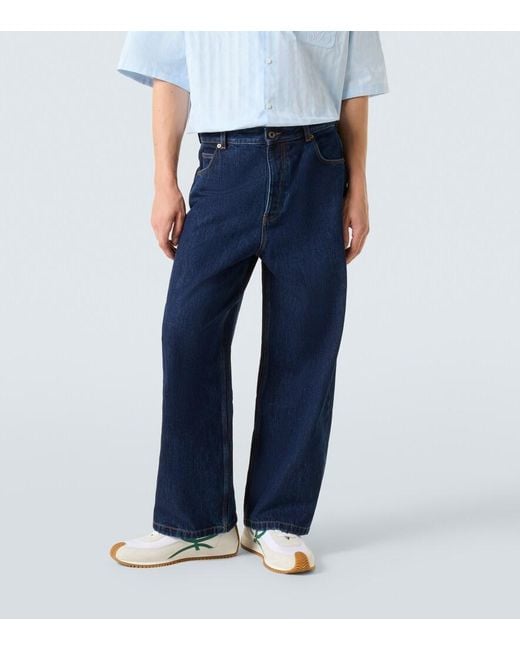 Loewe Blue Mid-Rise Barrel-Leg Jeans for men